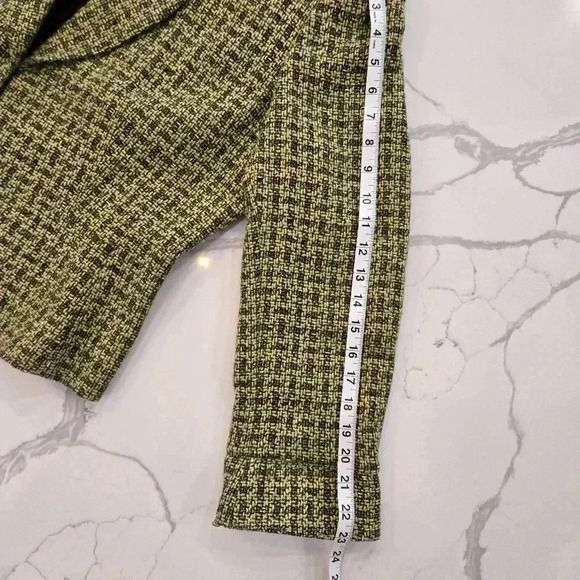 Tahari Arthur S. Levine Womens Tweed Open Blazer Green Size 14 - Picture 9 of 11